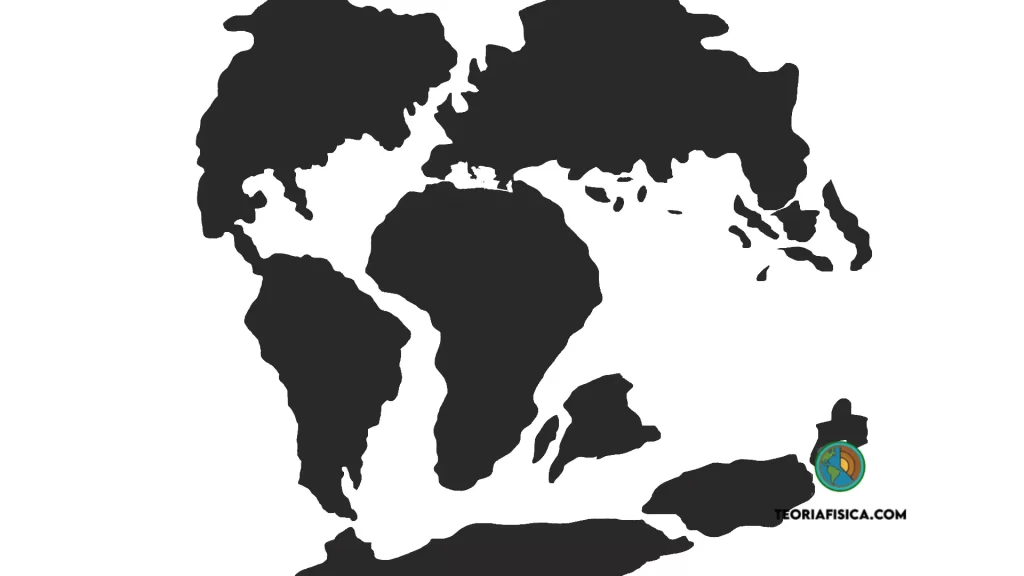 Mapa ilustrado da fragmentação da Pangeia há 90 milhões de anos, no Cretáceo, mostrando a separação da América do Sul e da África e a abertura gradual do Atlântico Sul.